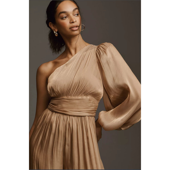 Anthropologie One-Shoulder Metallic Jumpsuit - New Size 6 - Picture 3 of 5